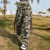 ZANZEA Women Casual Elastic Waist Loose Camouflage Print Cargo Pants