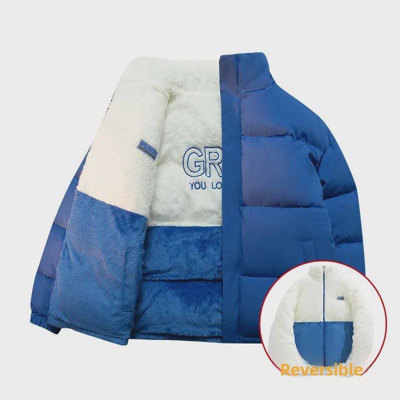 Unisex Lambskin Cotton Jacket: Stylish, Double-Sided, Plush, and Thick for Winter