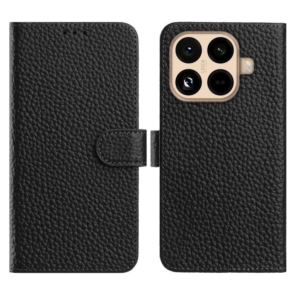 Für Xiaomi 15T Pro Hülle Brieftasche Ständer Litschi-Textur Echtes Rindsleder Klapphandyhülle