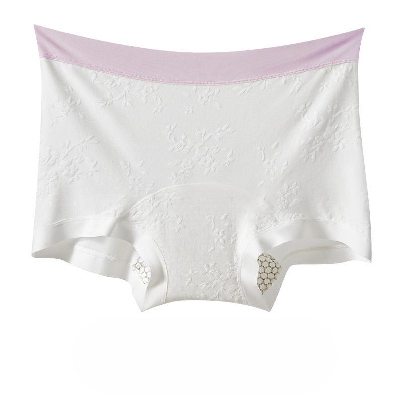 Women's Spring and Summer Pure Cotton 10A Antibacterial Mulberry Silk No Trace No Hip Mid Waist Flat Angle Briefs Einson