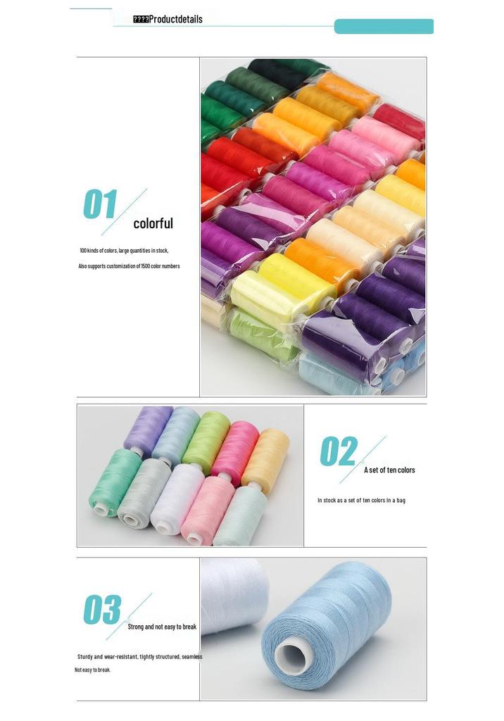 100 Spools Polyester Sewing Thread (400 Yards Each) - Versatile for Hand Sewing & Overlock.