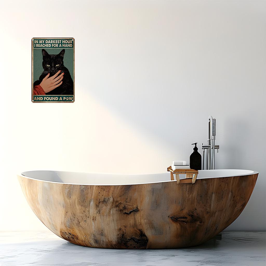 Inch Gentleman Black Cat Metal Sign In My Darkest Hour Wall Plaque for Bar Bathroom Home Decor 20x30cm（7.8x11.8inch）