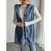 Women's Solid Color Knit Textured Fluffy Hooded Front Open Sleeveless Long Casual Plush Vest