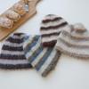 Women's Winter Color Block Striped Fur Knit Warm Beanie