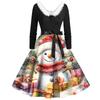 Šaty s vánočním potiskem pro ženy s dlouhým rukávem Duté společenské šaty pro volný čas