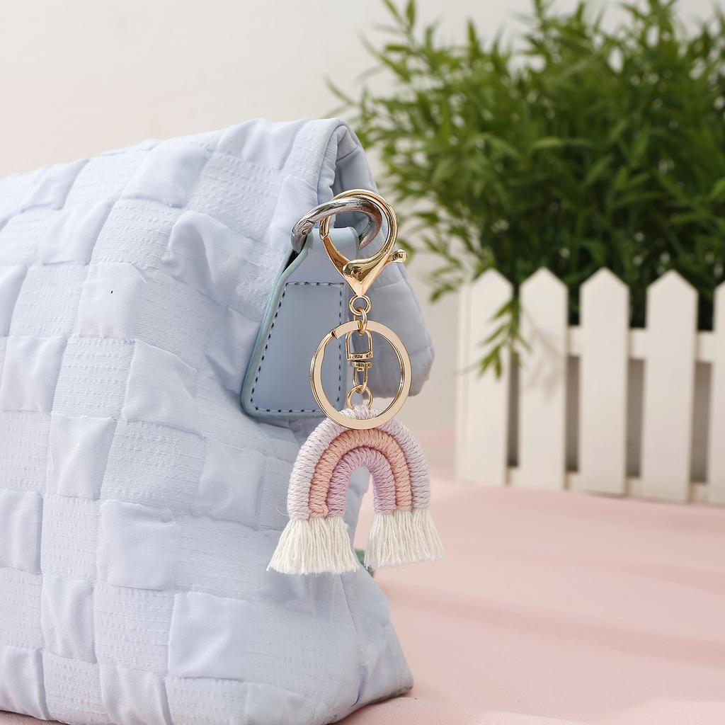 Hand-woven Rainbow Pendant Bohemian Fringed Bag Pendant Mini Cute Keychain Pendant
