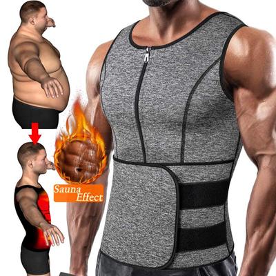Männer Sauna Sweat Zipper Weste Neopren Korsett Taille Trainer Weste Body Shaper Workout Tank Tops Kompression Shirt