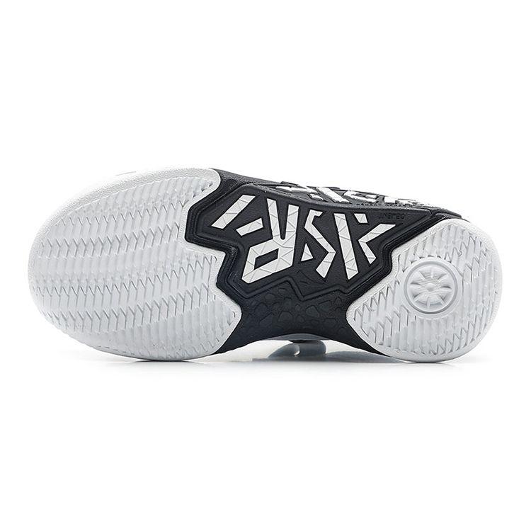 Anta Lightweight Comfortable Non-Slip Shock Absorbing Wear-Resistant Sweat-Absorbing Mid-Top Basketball Shoes Kids Sneaker White Black 312219952-2
