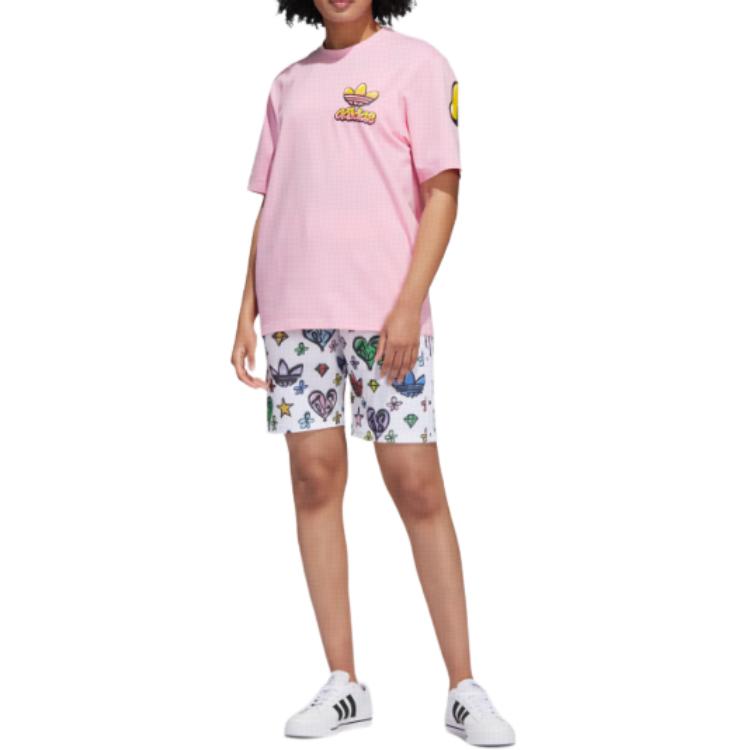 adidas Originals Jeremy Scott Monogram All Over Print Schnürung Gerade Beine Freizeitshorts Unisex Shorts Weiß HL6473