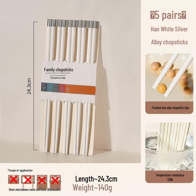 Beautiful Anti-Mold Household Alloy Chopsticks - One Per Family Member