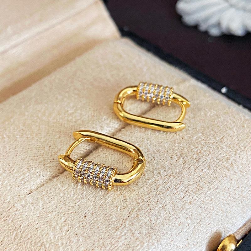 2024 High-End Oval Zircon Geometric Earrings: New Luxury Fashion Design