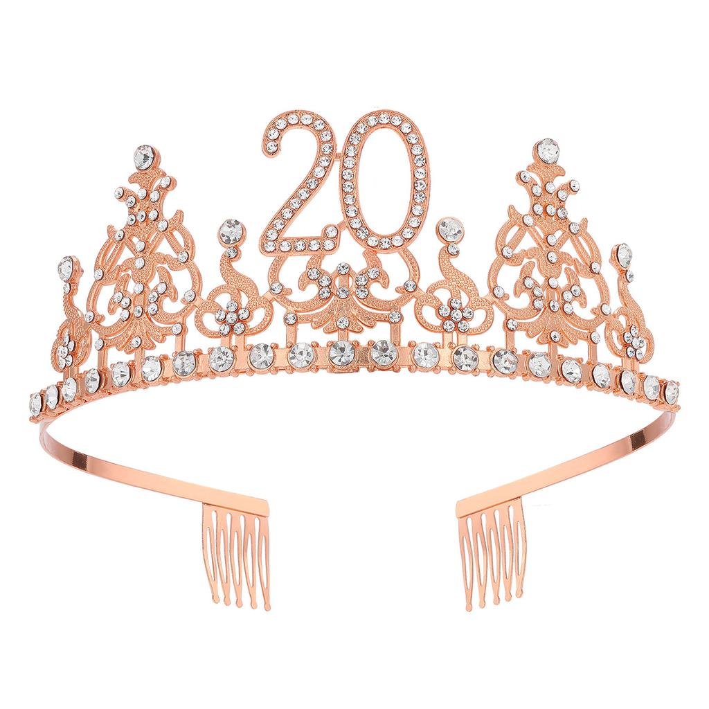 Fashion Alloy Digital Crown With Diamond Tiara 18Th Birthday Party Pearl Alloy Headband