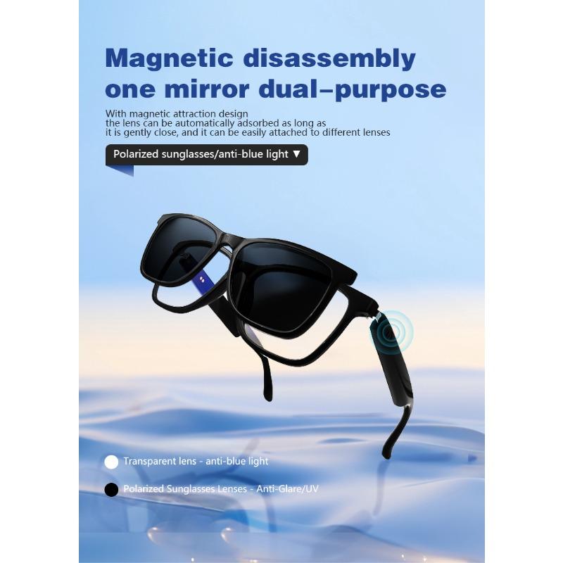 Smart glasses, Bluetooth glasses blue light lenses magnetic sunglasses UV resistant listening to music and making calls
