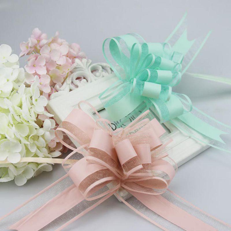 10Pcs Flower Car Gifts Wedding Pull Bow Ribbons Wrap Packing Valentines Day Birthday Events Party Supplies Valentine