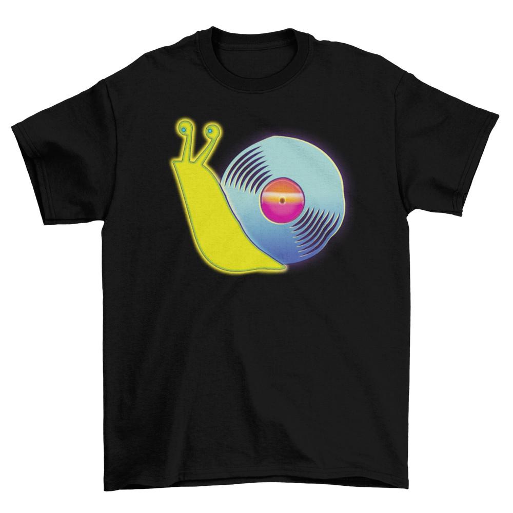 

Vinyl Record Snail Womens T-Shirt Funny Turntable Ladies LP Music Cotton M
