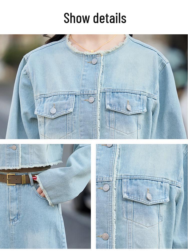 Retro Denim Jacket & Long Dress Two-Piece Set - Spring/Autumn 2025 Women's Fashion Y2502