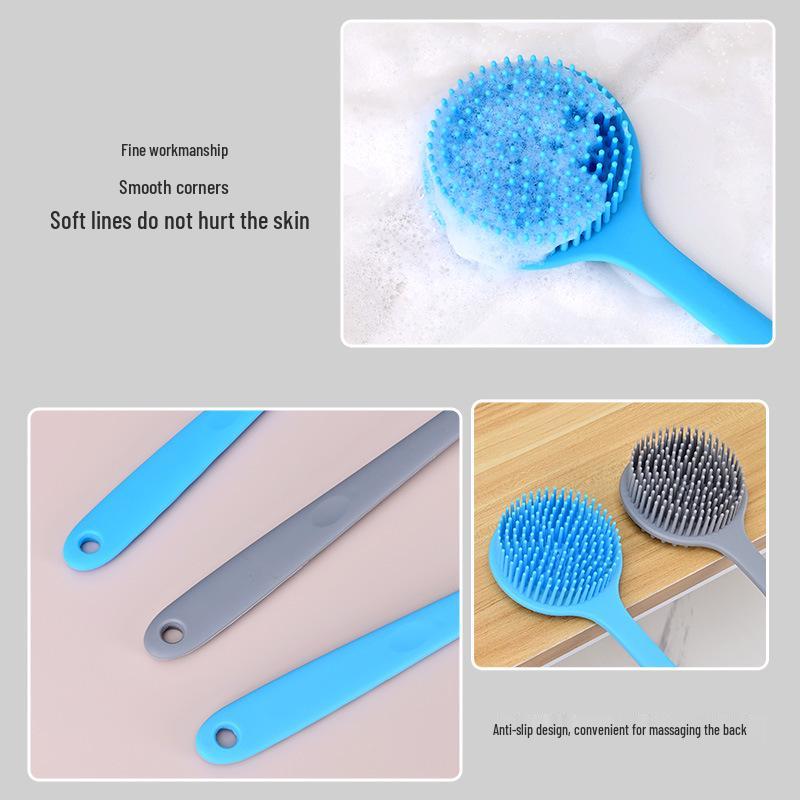 Silicone Double-Sided Back Scrubber with Long Handle for Bath & Massage