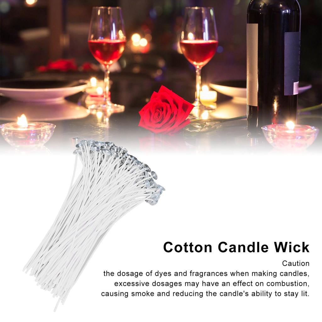 100PCS Candle Wick 20cm/7.9in Cotton Core White Plant Wax with Base for Candles DIY Making
