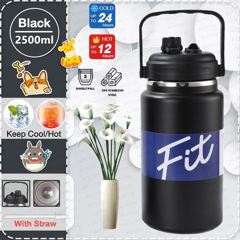 Vacuum Insulated Large Capacity Tumbler 2000/2500ml Stainless Steel Leakproof Water Bottle for Camping Hiking