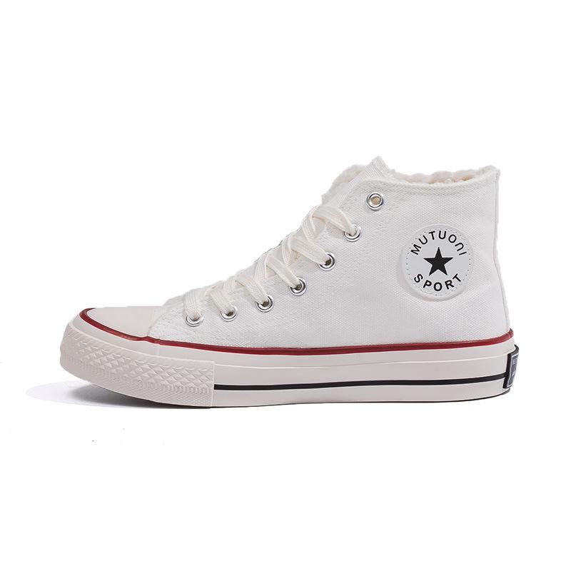 New autumn and winter velvet cotton shoes high-top replica thickened warm couple shoes retro classic canvas shoes