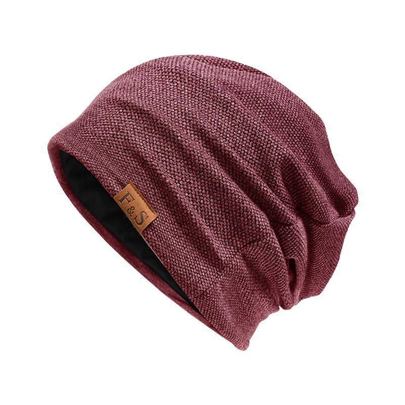 Pullover Cold Hat Women's Casual Winter Velvet Loose Leather Label Hat Knitted Hat Men's and Women's Outdoor Headgear