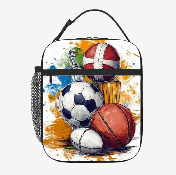 Football Meal Bag Whole Body Printing Boys And Girls Kindergarten Junior High School Primary School Children Ice Bag Insulation Bag