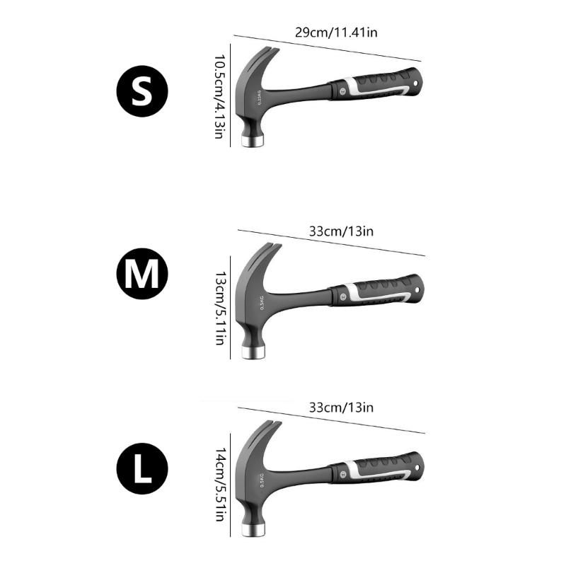 Home Repair Hand Tool with Nail Pulling End, Contoured Grip Handle and Steel Head for Woodworking and Daily Tasks