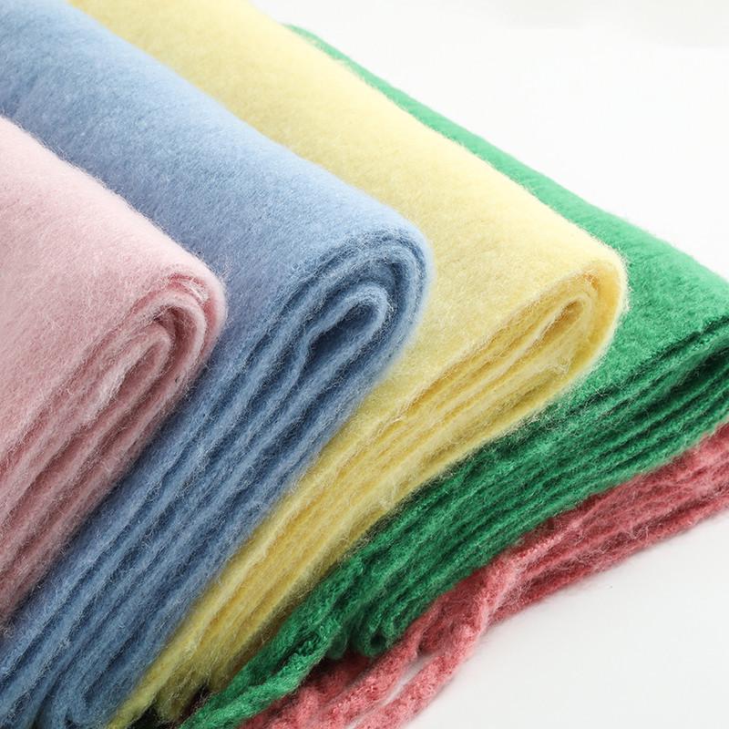 Men's and Women's Thick Woolen Scarf: Solid Color Knitted, Warm, Tassel-Edged, Imitation Cashmere for Winter