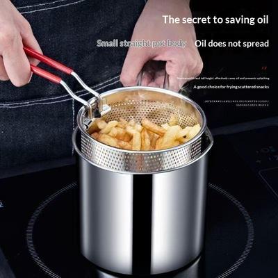Deep Frying Pot Kitchen Fryer With Strainer Stainless Steel Tempura Fryer Pan Fry Pot Chicken Fried Chicken Cooking Tools