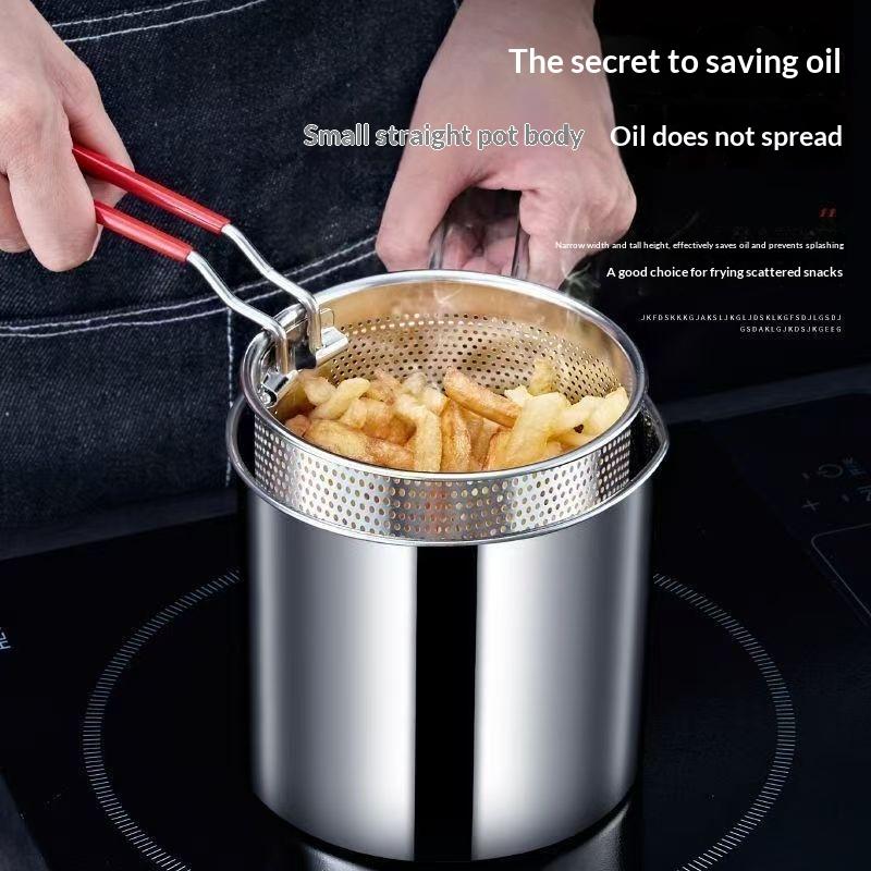 Deep Frying Pot Kitchen Fryer With Strainer Stainless Steel Tempura Fryer Pan Fry Pot Chicken Fried Chicken Cooking Tools