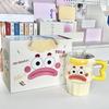 Cute cute clown straw cup high value ceramic mug with lid funny couple drinking cup birthday gift