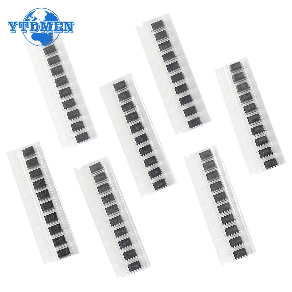 70/90pcs SMD Diode SMA 1N4001 1N4004 1N4007 SS14 SS24 SS34 SS16 SS26 SS36 Rectifier Diodes Circuit Board IC Assort Kit