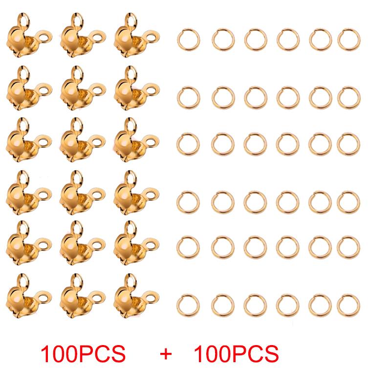 100pcs Double Hook/open Jump Ring Opening Bead Tip Knot Cap Silver Flip Cap Crimping End Cap End Cap Terminator Clamp End Tip for Jewelry Making