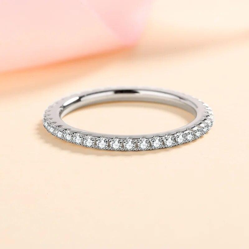 18k Plated 0.57ct Full Enternity Moissanite Ring Forn Women  S925 Sterling Silver Matching Diamond Band Wedding Jewelry
