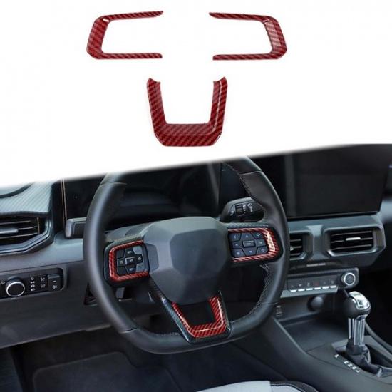 Steering Wheel Trim Sticker Accessories For Ford Mustang 2024+ Red Carbon Fiber