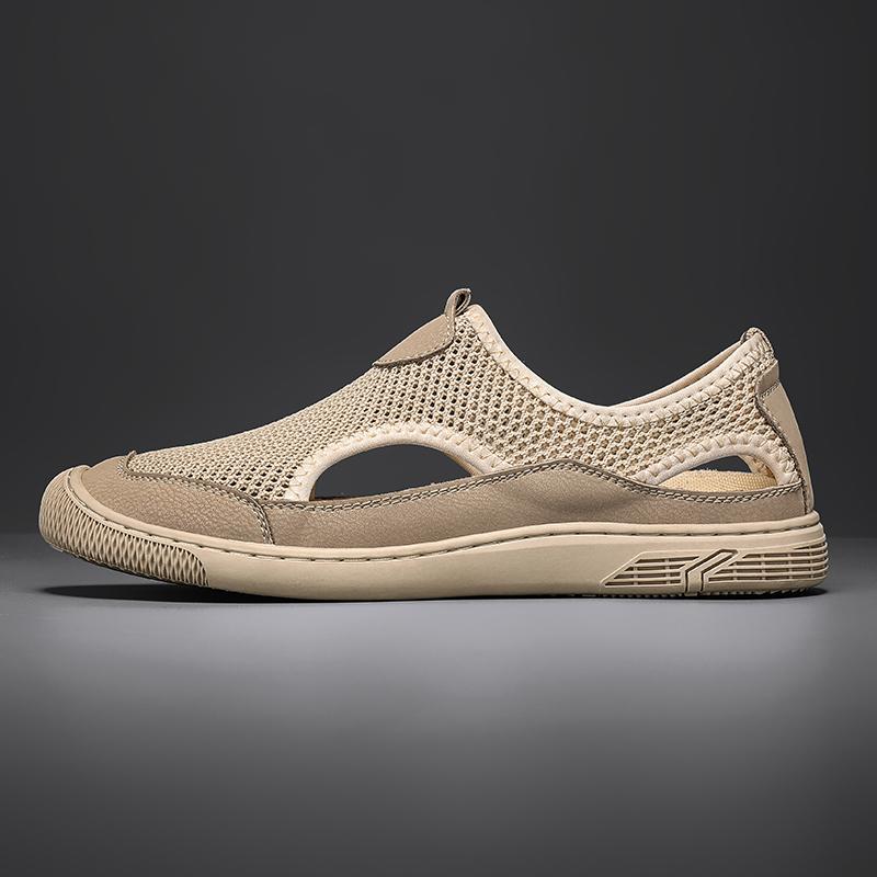 Summer Flat Casual Shoes For Men Breathable Mesh Sneakers Men Slip On Loafers Soft Comfortable Outdoor Sandals