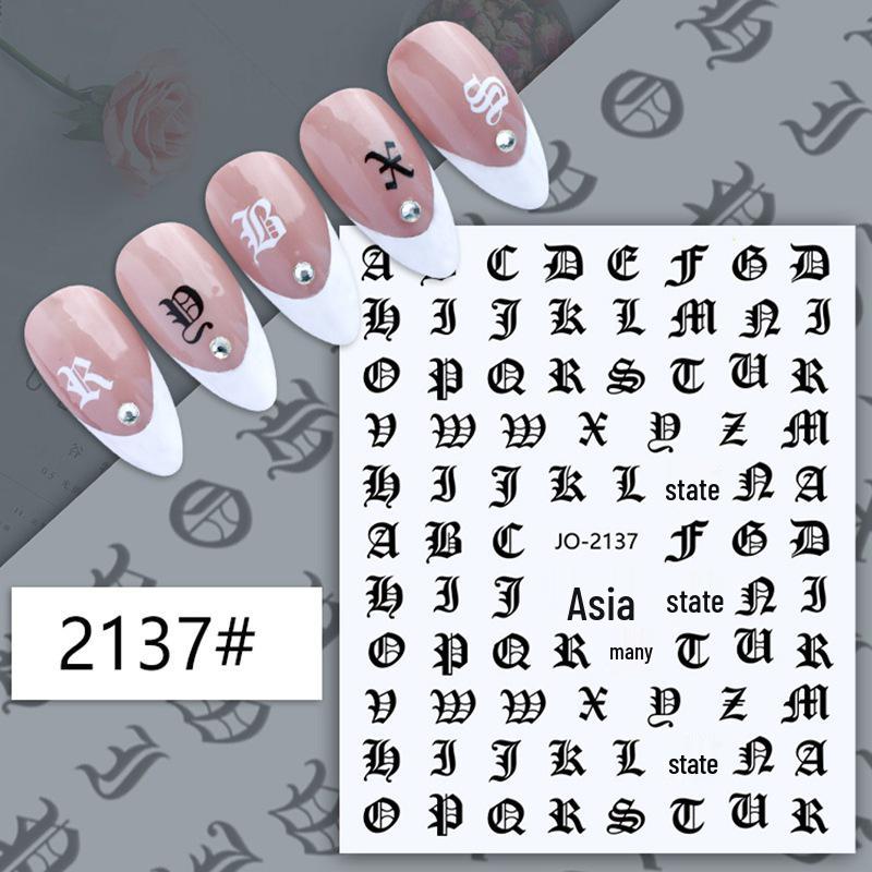 12-Color Gothic Letter 3D Nail Art Stickers: Fluorescent, Hot Stamping, Laser Decals