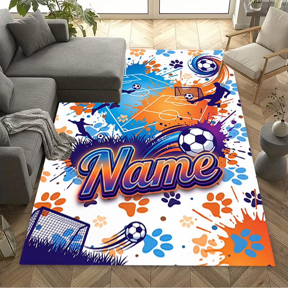 Bluey's Soccer Fun Customizable Name Area Rug Perfect for Dormitory Decorate room Entryway Playrooms Anti-slip Rug Office home decor Gift for Festival