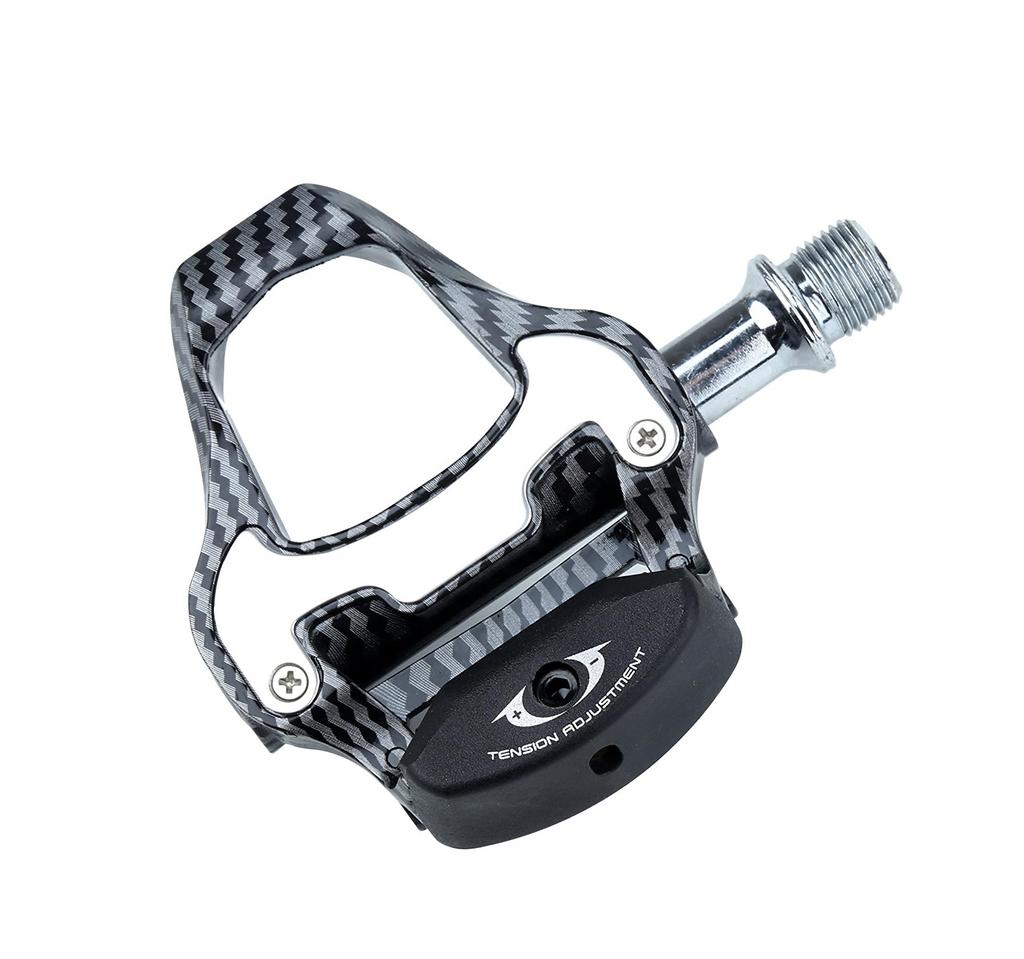 Road Bike Carbon Fiber Pedal and Cleat Set, Shimano SPD Compatible, Carbon and Nylon Binding Pedals for On-Road Use (SPD Compatible)