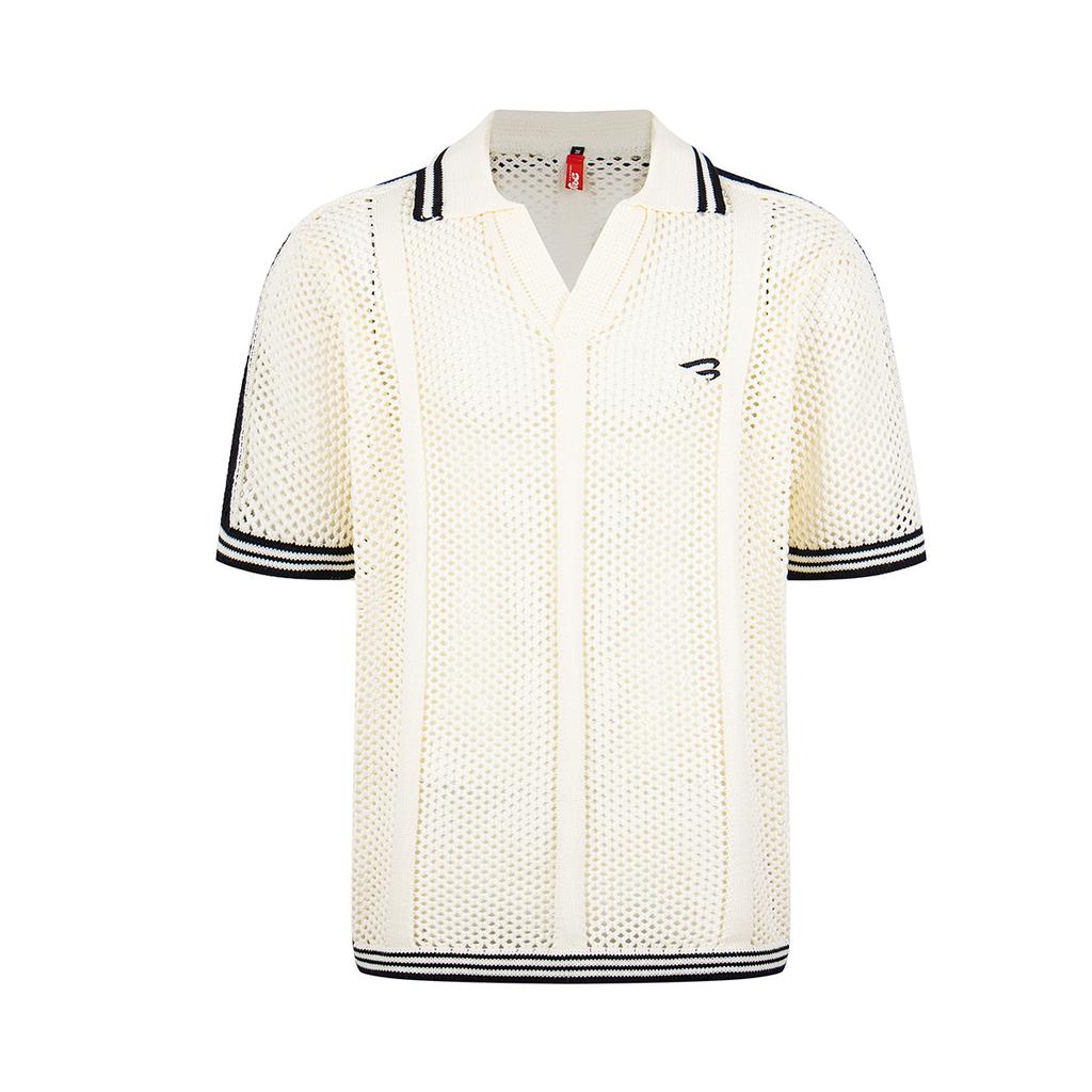 Summer short-sleeved hollowed-out personalized sports poloT-shirt lapel-neck knitted sweater for men