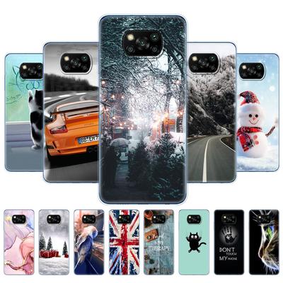 Para Xiaomi Poco X3 NFC x3 pro Funda Silicona Suave Trasera TPU Bumper para Poco X 3 NFC 6.67'' Cubierta de Teléfono Global invierno nieve navidad