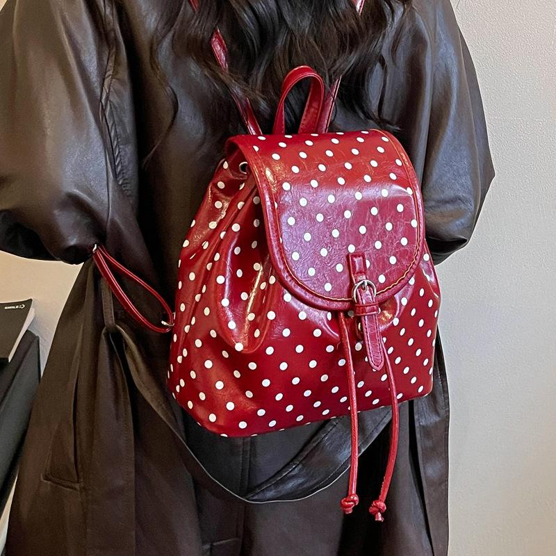 Schoolbag Premium Sense Backpack Women's Travel Light Commuter Backpack 1011 New Summer Polka Dot Fashion College Student School Bag