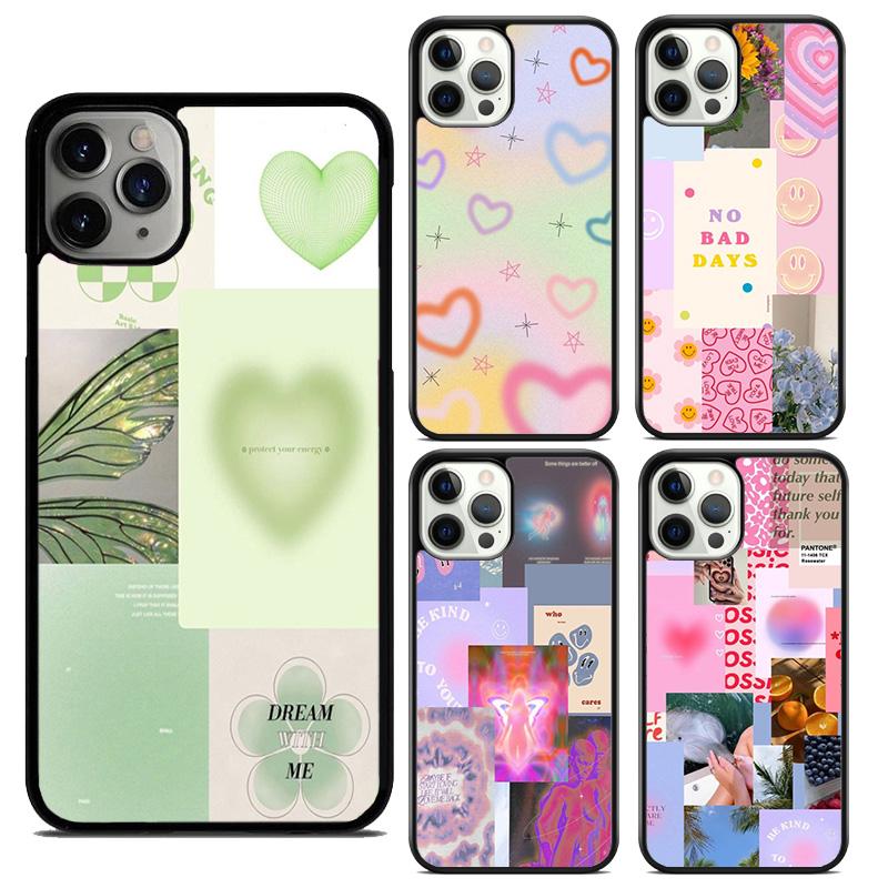 art pastel icons positive words Phone Case For iPhone 17 Air 16 15 14 Max Plus 11 12 13 Pro Max Phone Cover Fundas