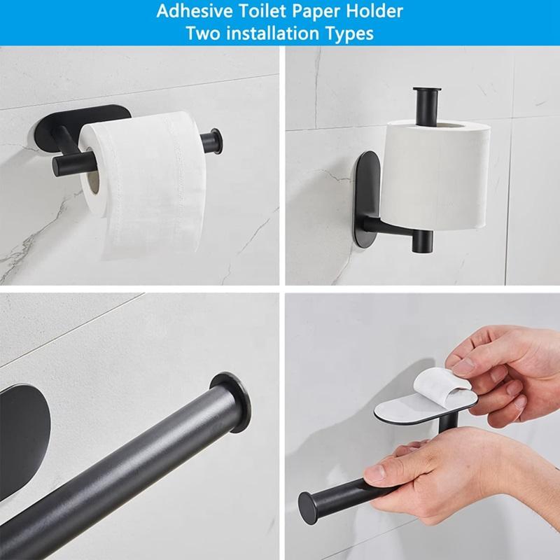 1/4 Stück Handtuchstange für Badezimmer Ohne Bohren Edelstahl Badezimmerzubehörsets Toilettenpapierrollenhalter Handtuchständer