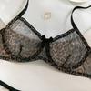 French Leopard Print Mesh Push-up Bra and Panty Lingerie Set