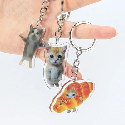 Portachiavi con ciondolo gatto divertente in resina Portachiavi con ciondolo borsa cartone animato Regalo Portachiavi con gatto felice banana da uomo