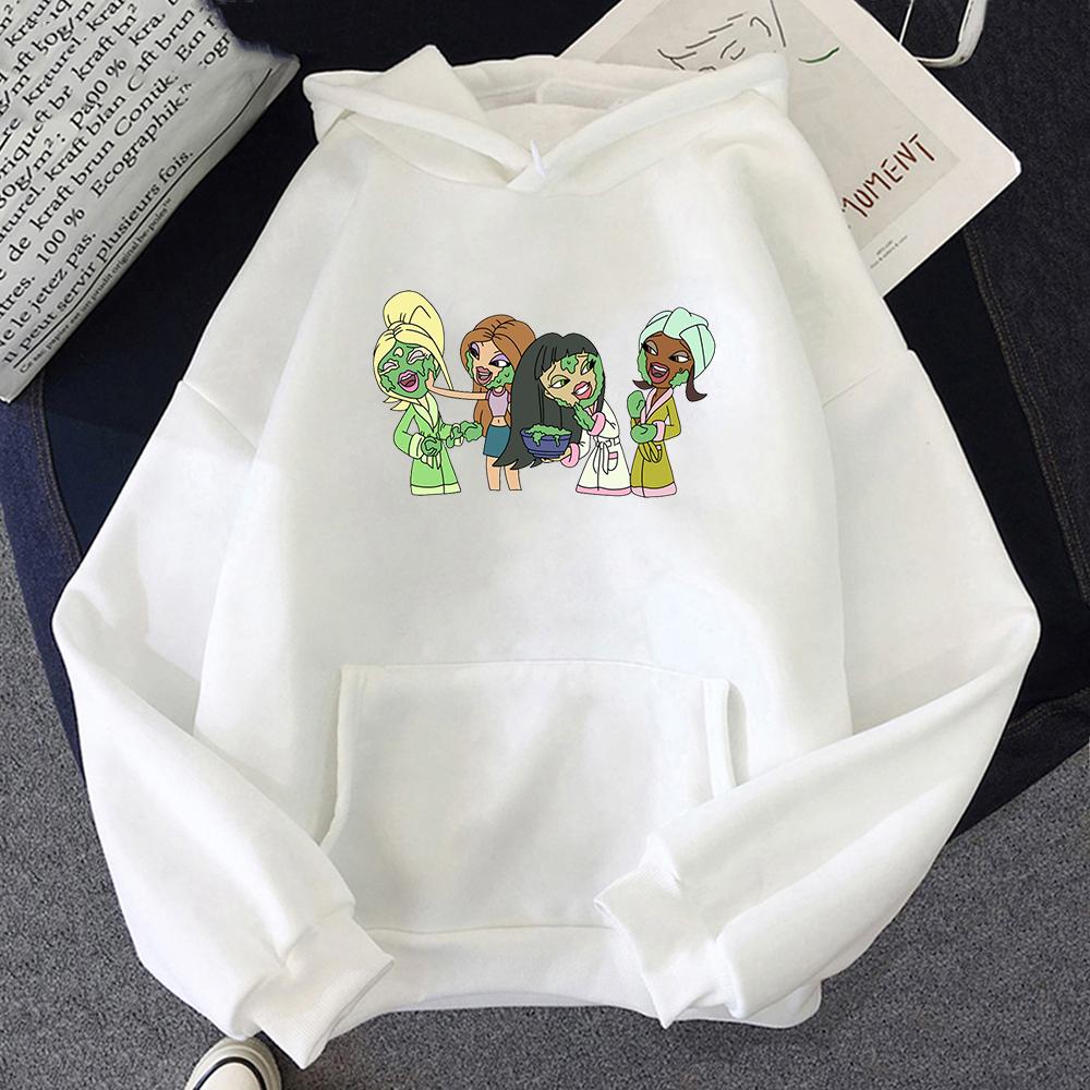 Letter Bratz Hoodies Women Casual Crewneck Sweatshirts Men Kpop Sportswear Fleece Warm Fleece Loose Hoody Green