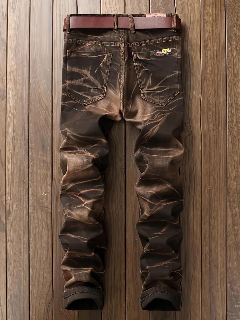 Men's Tie-Dye Straight Fit Jeans with Heavy Craftsmanship