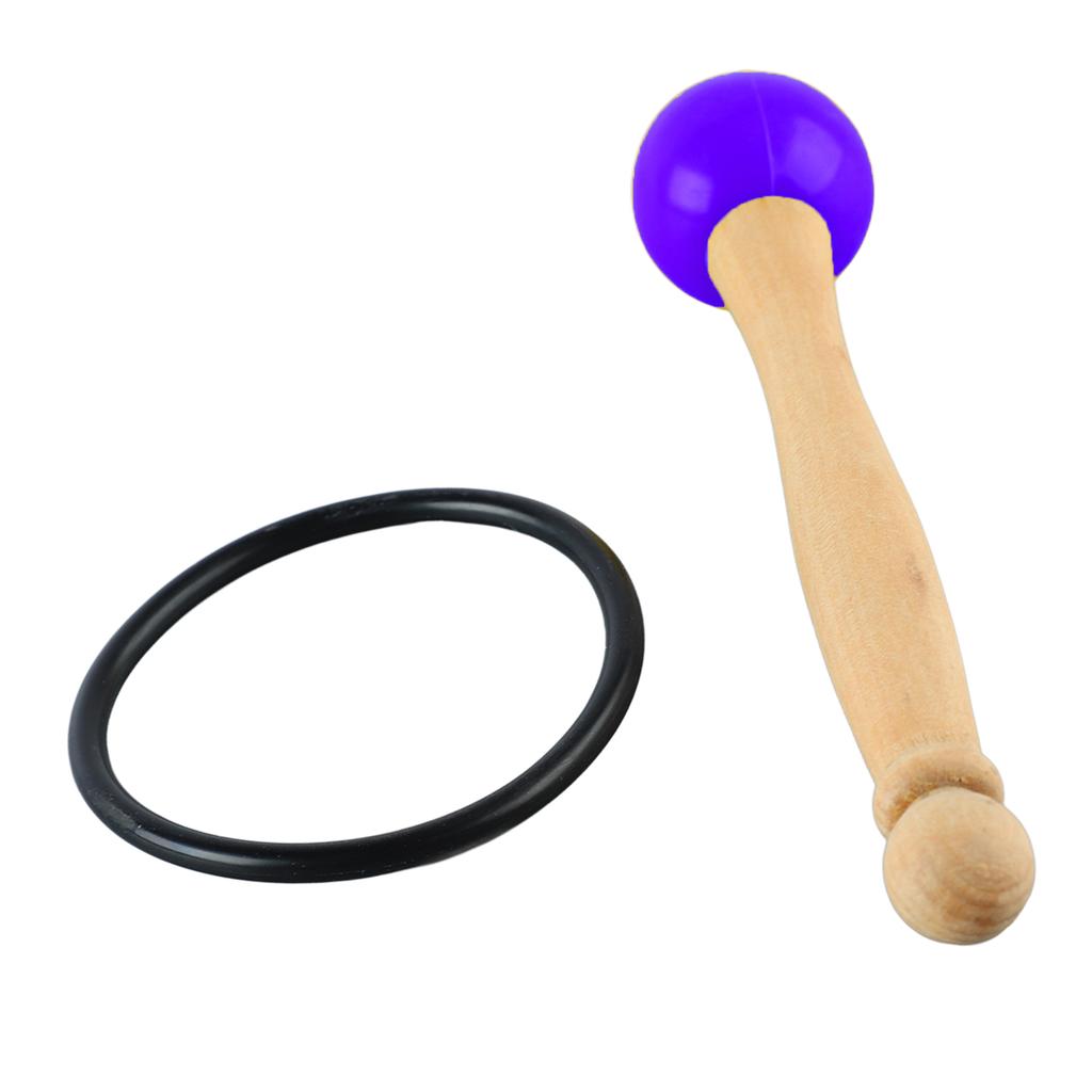 Singing Bowl Mallet Wood Handle Rubber Head Clear Beautiful Sound Percussion Stick with Rubber Ring Purple