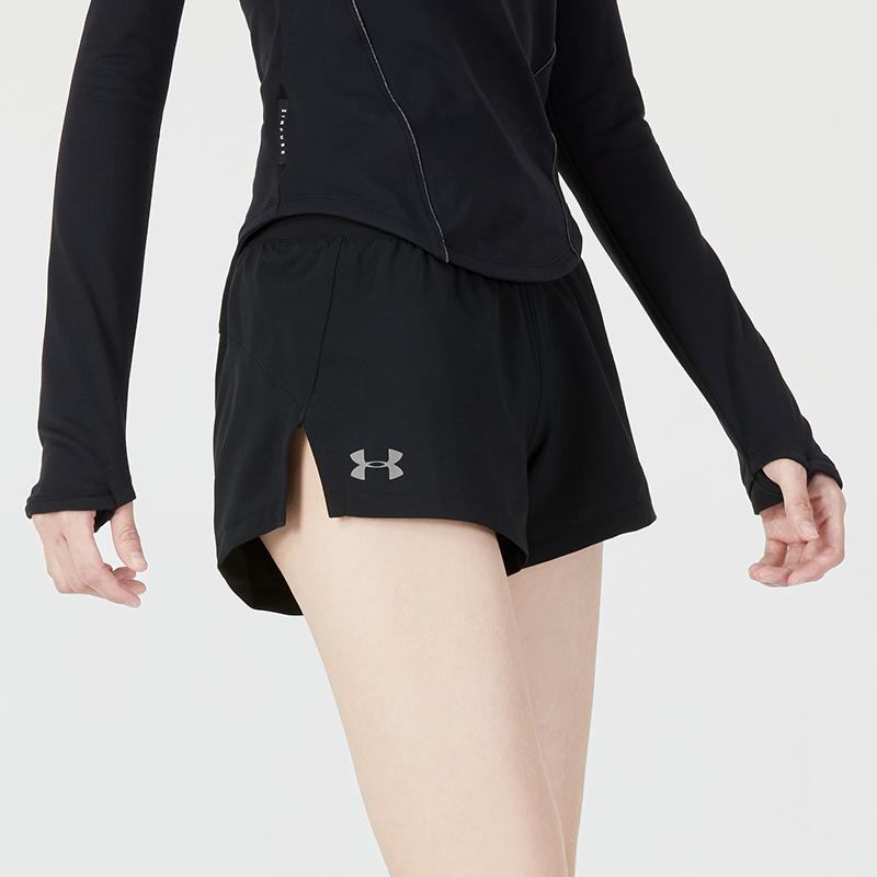 Under Armour Solid Woven Sports Shorts Women Bottoms Black 1342837-001